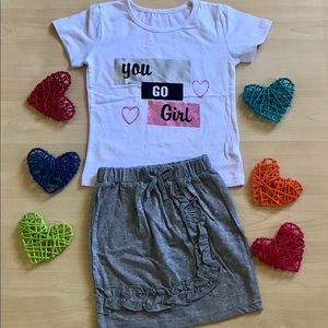 Kids Girls Shirt & Ruffles Skirt Set